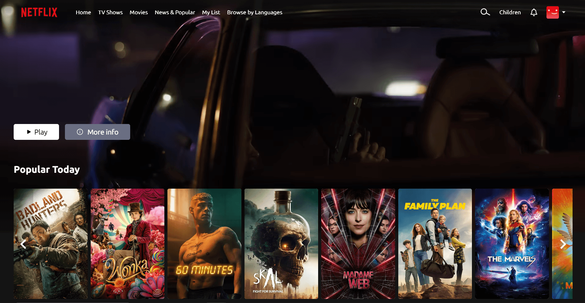 Netflix home page